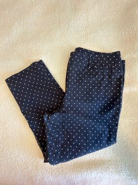 Ann Taylor Navy Polka Dot Crop Pants Size 12 Curvy